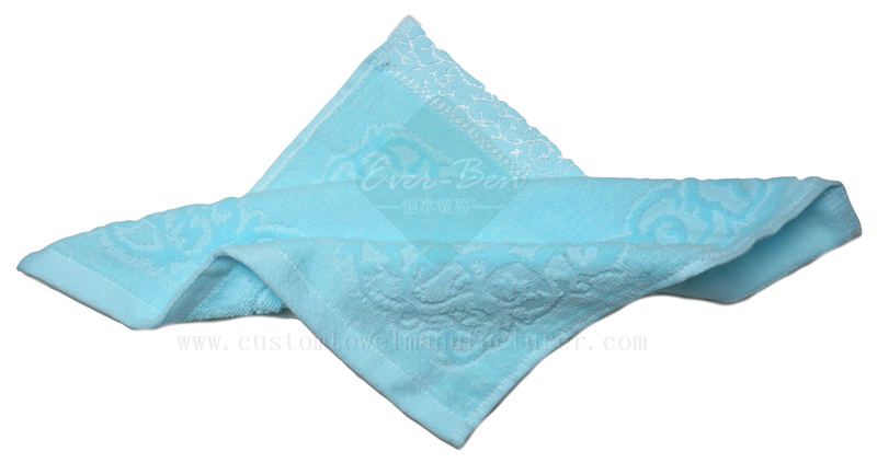 China Bulk Custom Blue Jacquard Cotton Towels Supplier